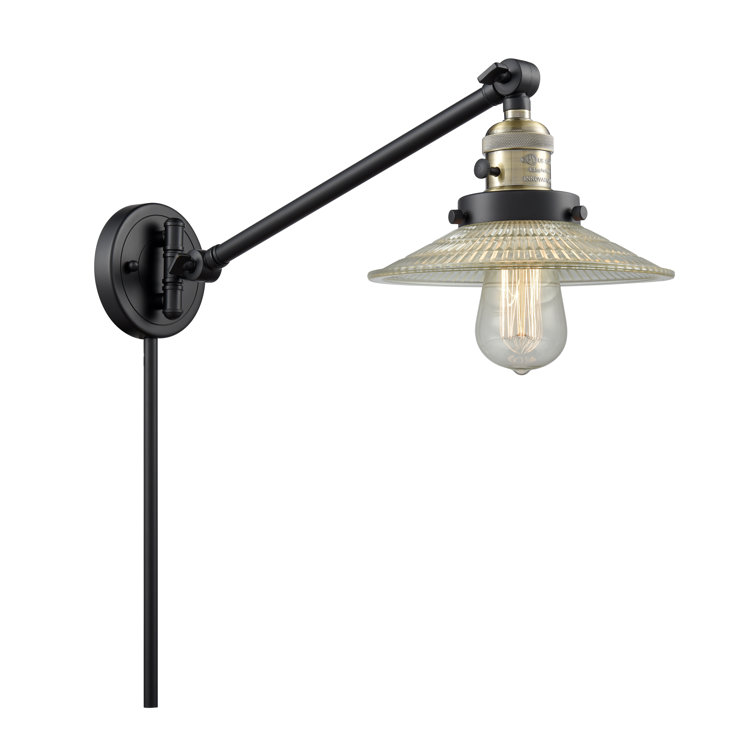 Elegant Black Brass Swing Arm Sconce with Dimmable Light
