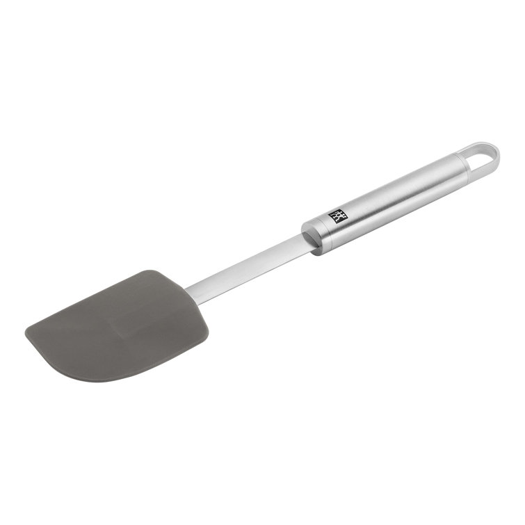 Ergonomic Gray Silicone and Stainless Steel Pastry Spatula
