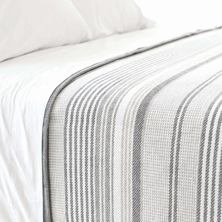 King Gray and White Cotton Reversible Blanket