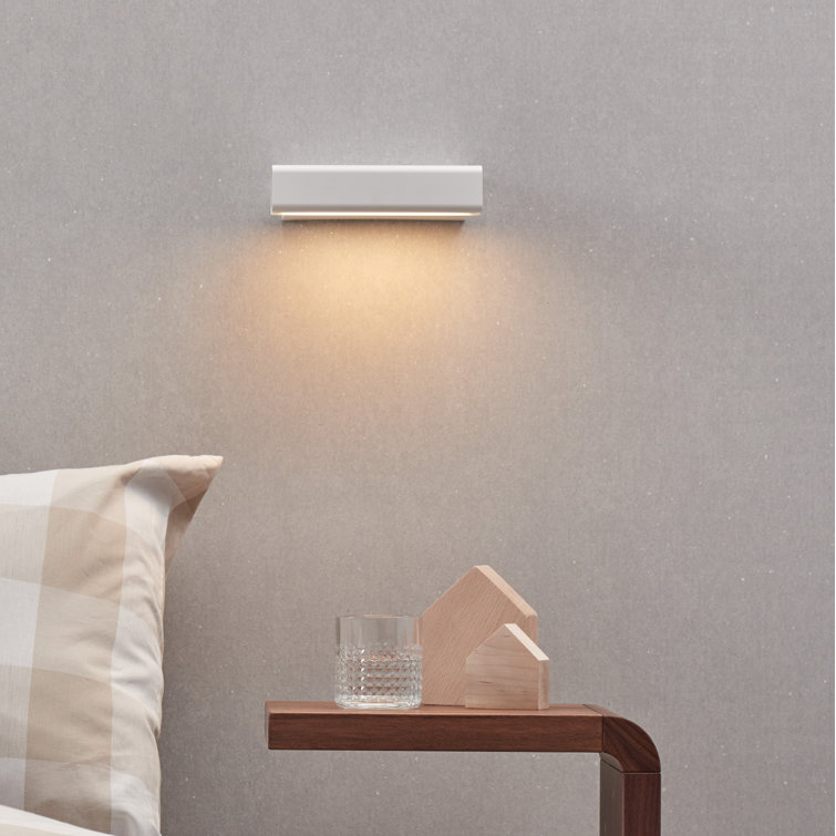 White Metal and Wood Dimmable Wall Sconce