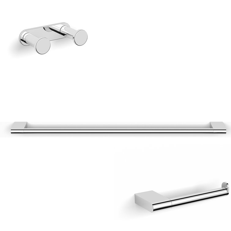 Polished Chrome 3-Piece Bathroom Hardware Set