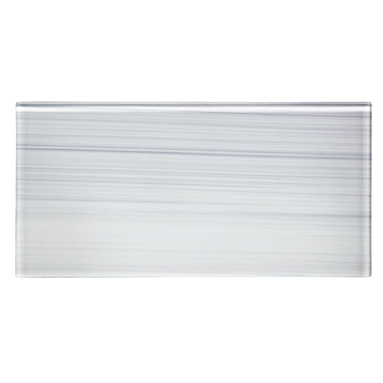 White Hand-Painted Glass Peel and Stick Subway Wall Tile