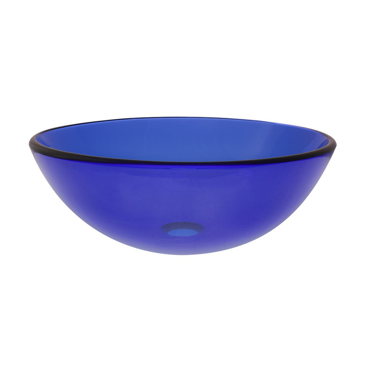 Novatto 16.5'' Blue Tempered Glass Circular Vessel Sink