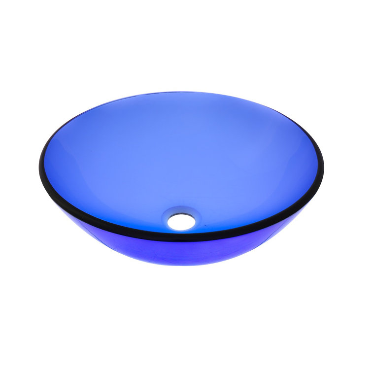 Novatto 16.5'' Blue Tempered Glass Circular Vessel Sink