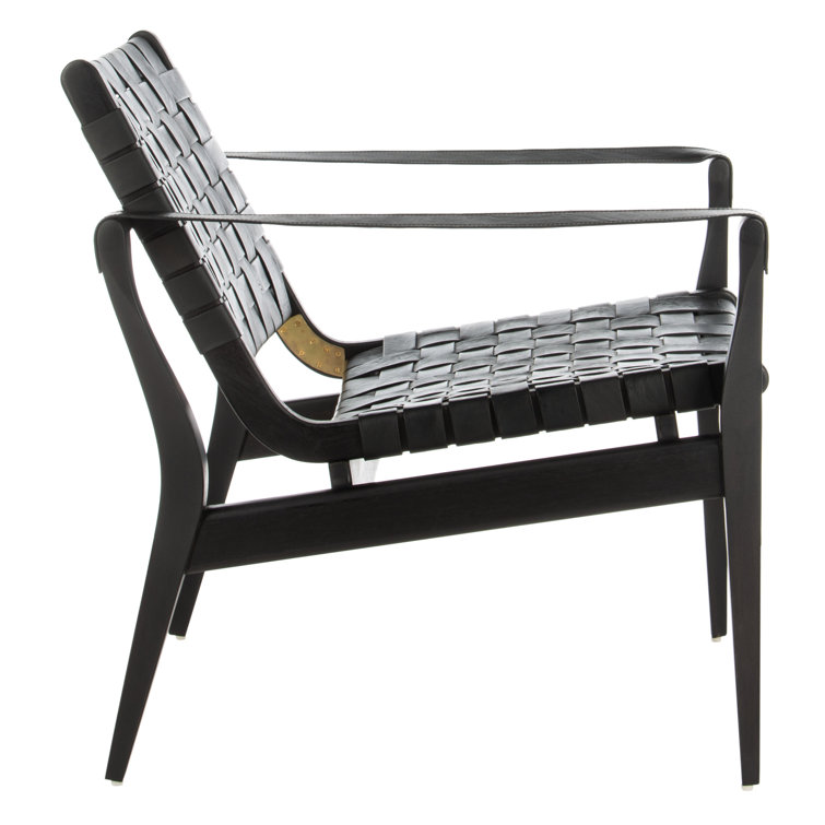 Black Mahogany Leather Safari Accent Chair 25"