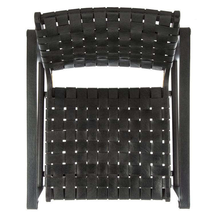 Black Mahogany Leather Safari Accent Chair 25"