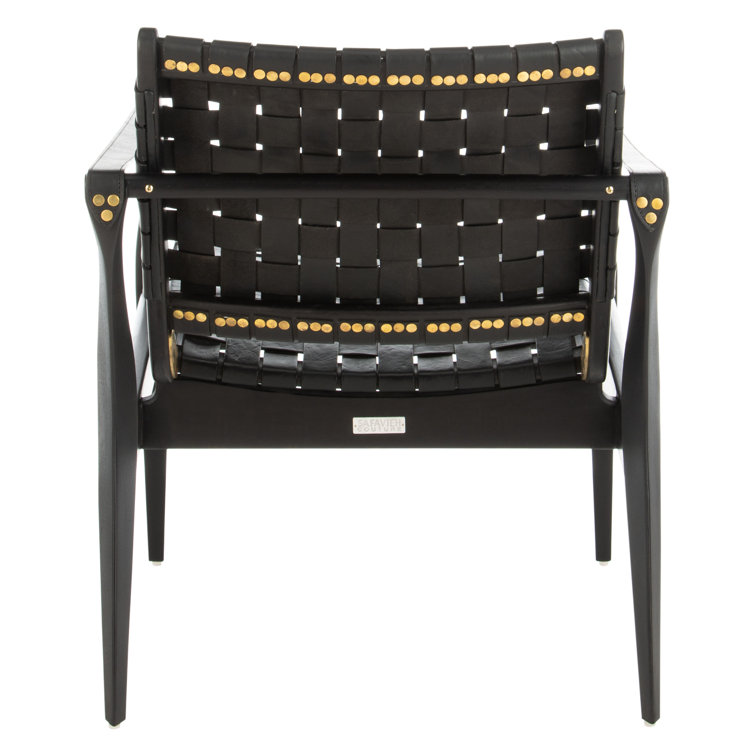 Black Mahogany Leather Safari Accent Chair 25"