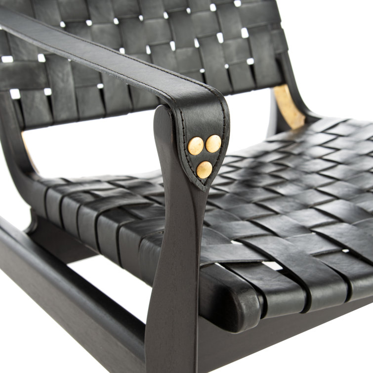 Black Mahogany Leather Safari Accent Chair 25"