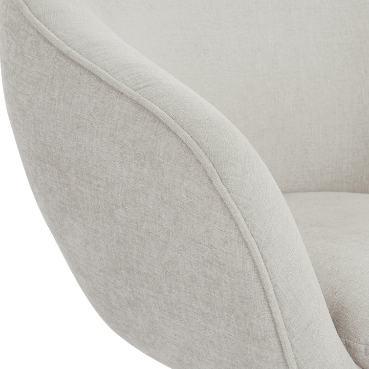 Dove Gray Fabric Swivel Desk Chair with Wood Base