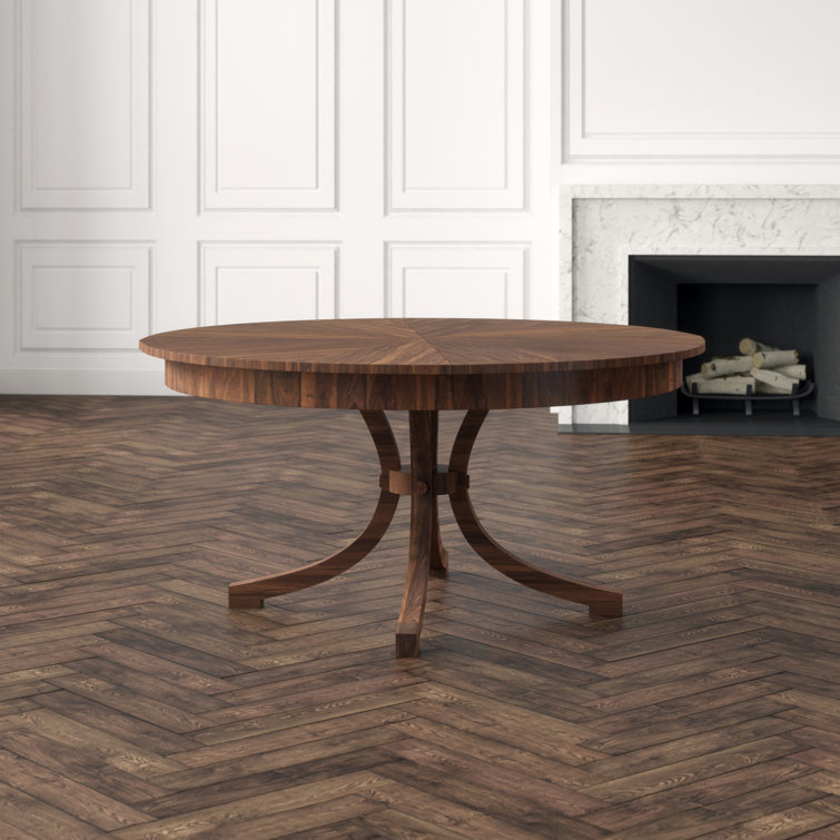 Contemporary Mahogany Extendable Round Dining Table