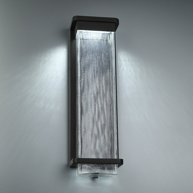 Bronze 16" LED Wall Light with Seeded Glass