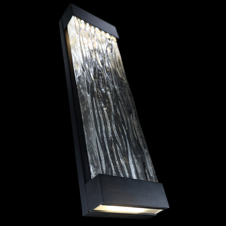 Fathom Black Aluminum 22" LED Wall Light with Clear Art Cast Glass