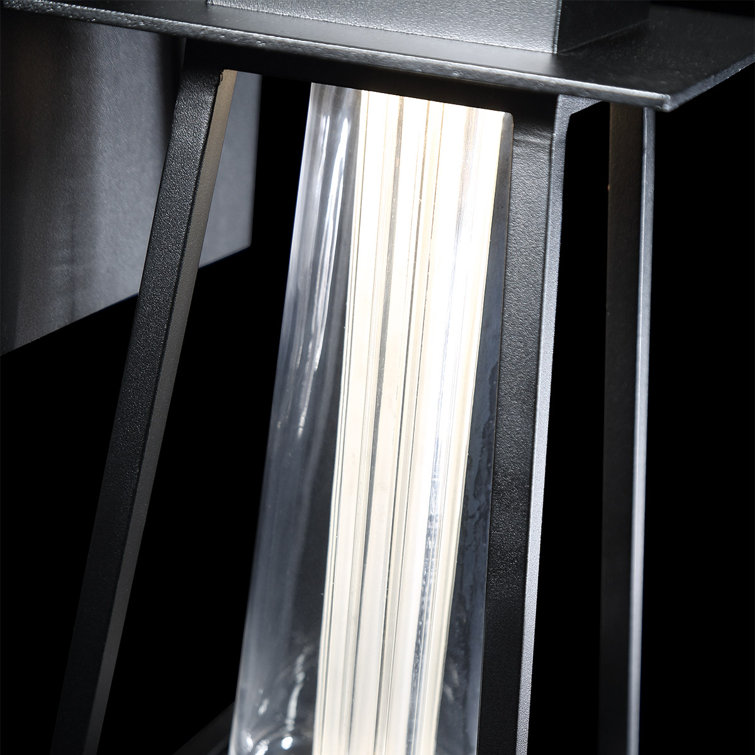 Avant Garde Black Aluminum LED Sconce with Etched Glass