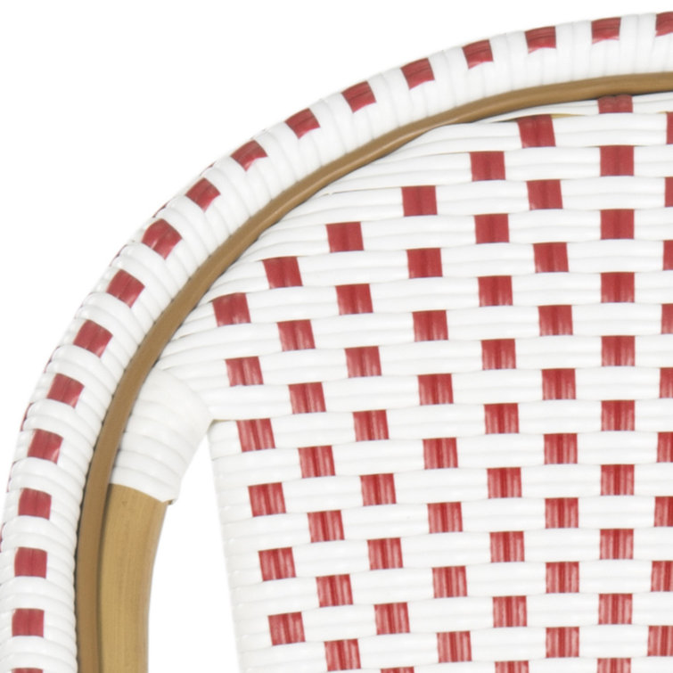 Red and White Wicker Armless Outdoor Dining Chair