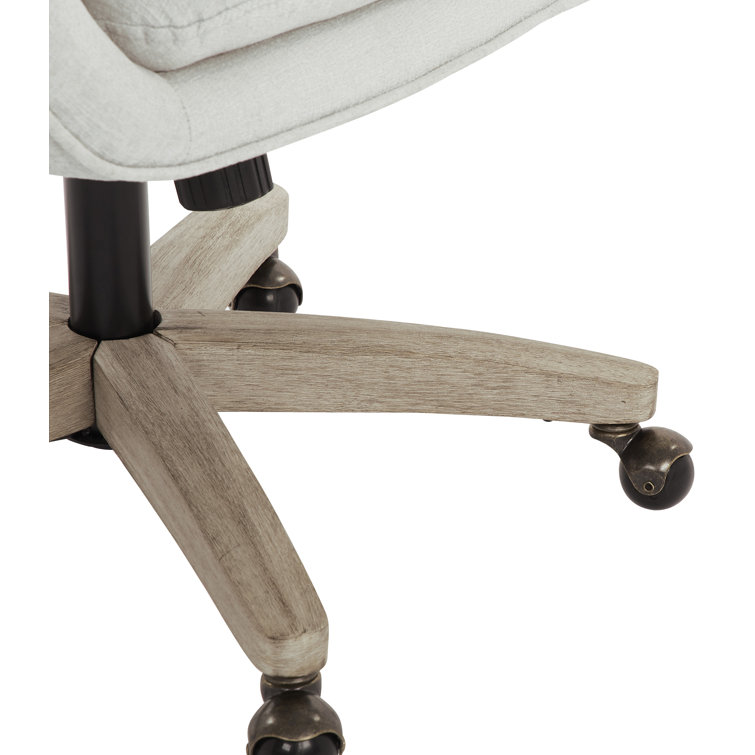 Dove Gray Fabric Swivel Desk Chair with Wood Base