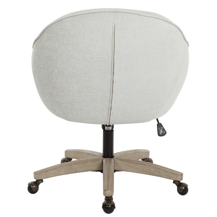 Dove Gray Fabric Swivel Desk Chair with Wood Base