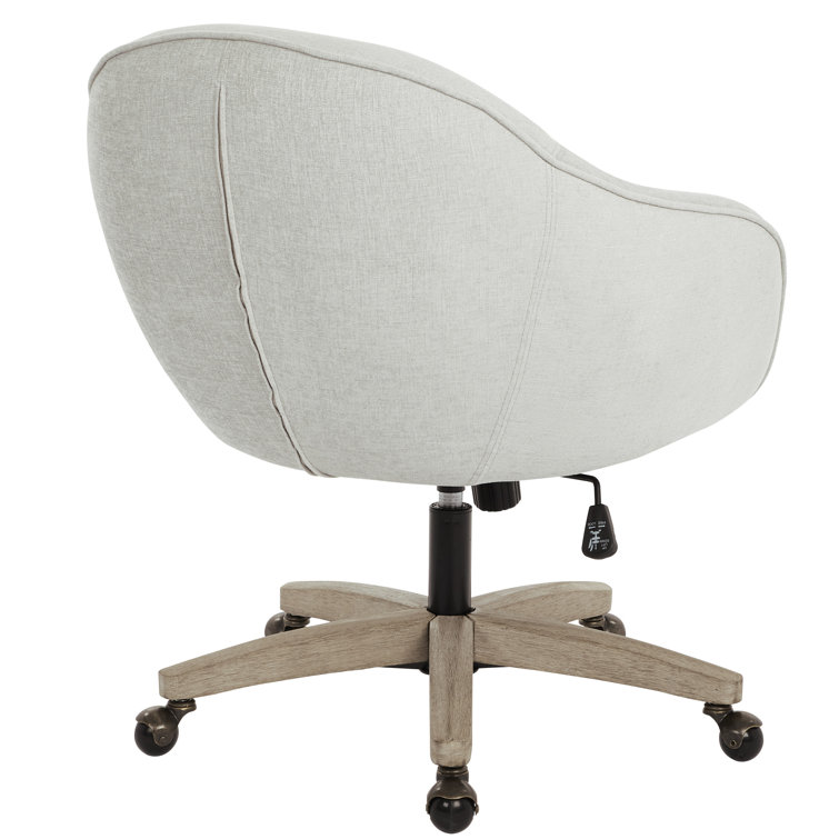 Dove Gray Fabric Swivel Desk Chair with Wood Base