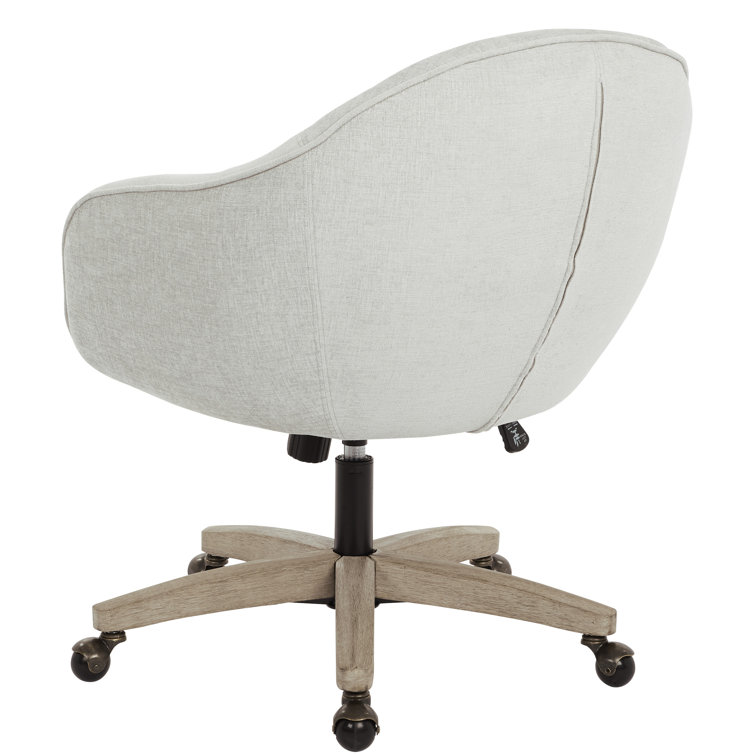 Dove Gray Fabric Swivel Desk Chair with Wood Base
