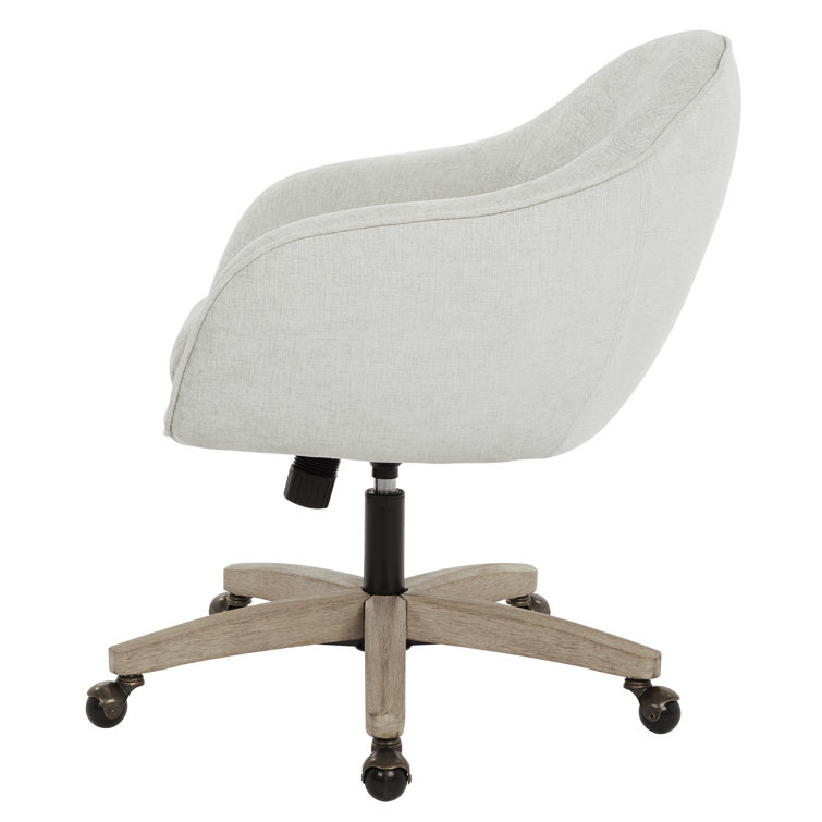 Dove Gray Fabric Swivel Desk Chair with Wood Base