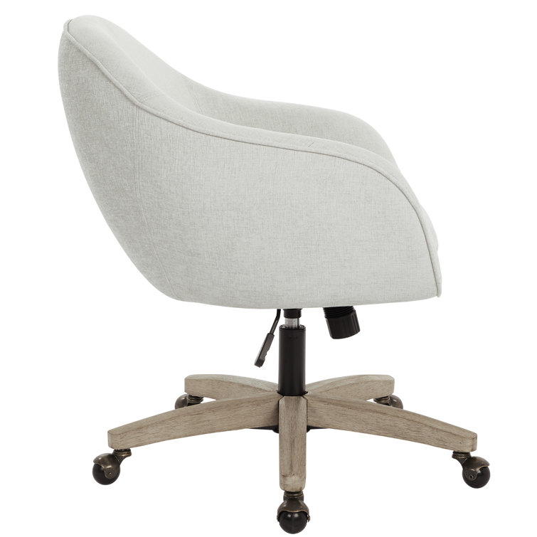 Dove Gray Fabric Swivel Desk Chair with Wood Base