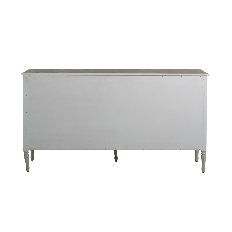 Caroline Coastal White and Brown 7-Drawer Dresser with Burlap Fronts