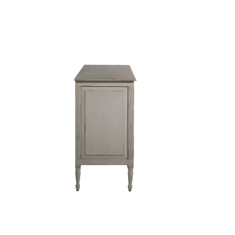 Caroline Coastal White and Brown 7-Drawer Dresser with Burlap Fronts