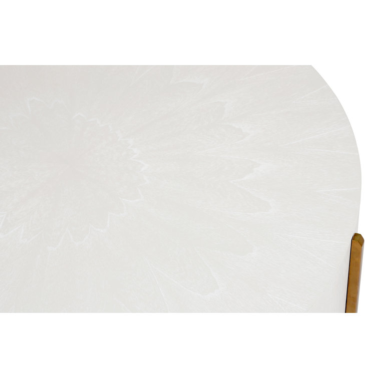 Clifton 48" Transitional Round Wood & Metal Coffee Table in Brown/White
