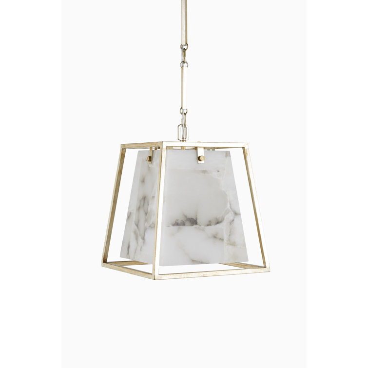 Champagne Silver and Alabaster Geometric Chandelier