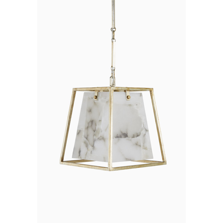 Champagne Silver and Alabaster Geometric Chandelier