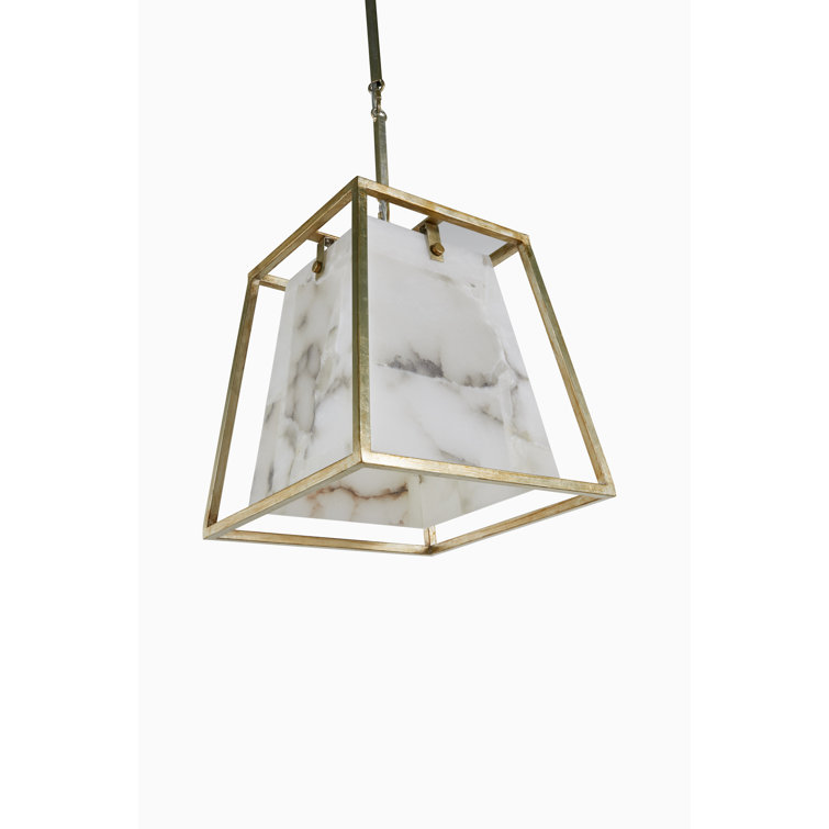 Champagne Silver and Alabaster Geometric Chandelier