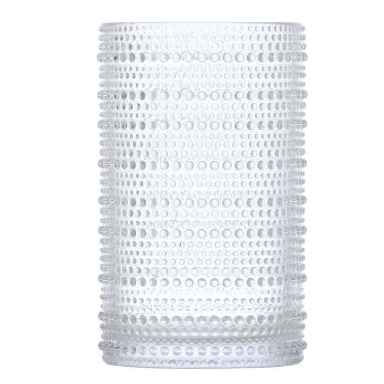 Jupiter Smoke Gray 13oz Beaded Detail Iced Beverage Glass Set of 6