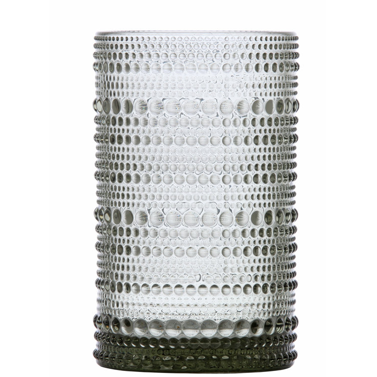Jupiter Smoke Gray 13oz Beaded Detail Iced Beverage Glass Set of 6