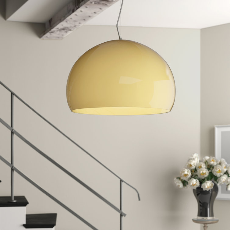 Matte White LED Sphere Pendant Light with Transparent Finish