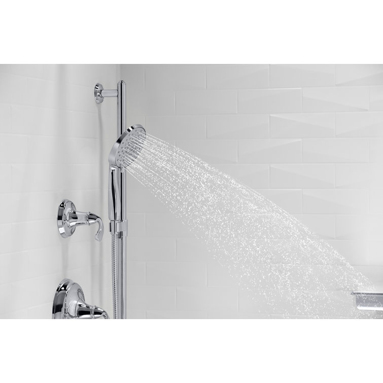 Polished Chrome Multifunction Handheld Shower Kit with Adjustable Height