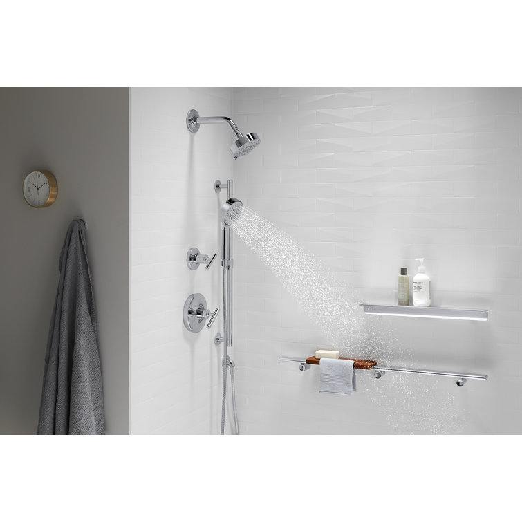 Polished Chrome Multifunction Handheld Shower Kit with Adjustable Height