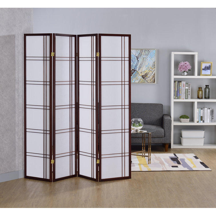 Honey 4-Panel Shoji Screen Room Divider with Rice Paper
