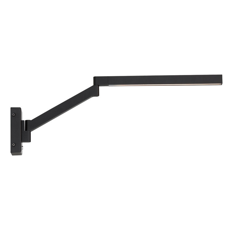 Joziah Black Aluminum LED Swing Arm Sconce with White Diffuser