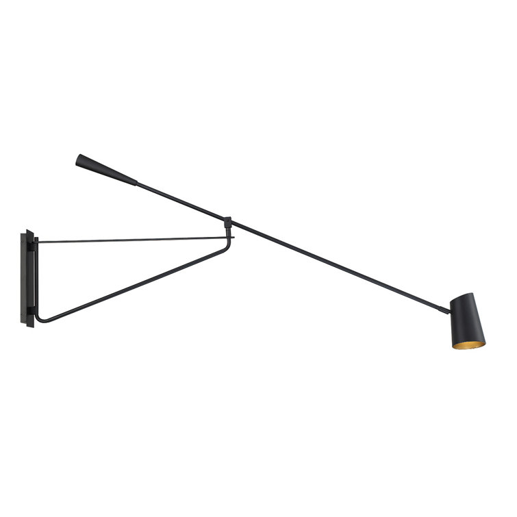 Black Steel Dimmable LED Swing Arm Sconce with Acrylic Diffuser