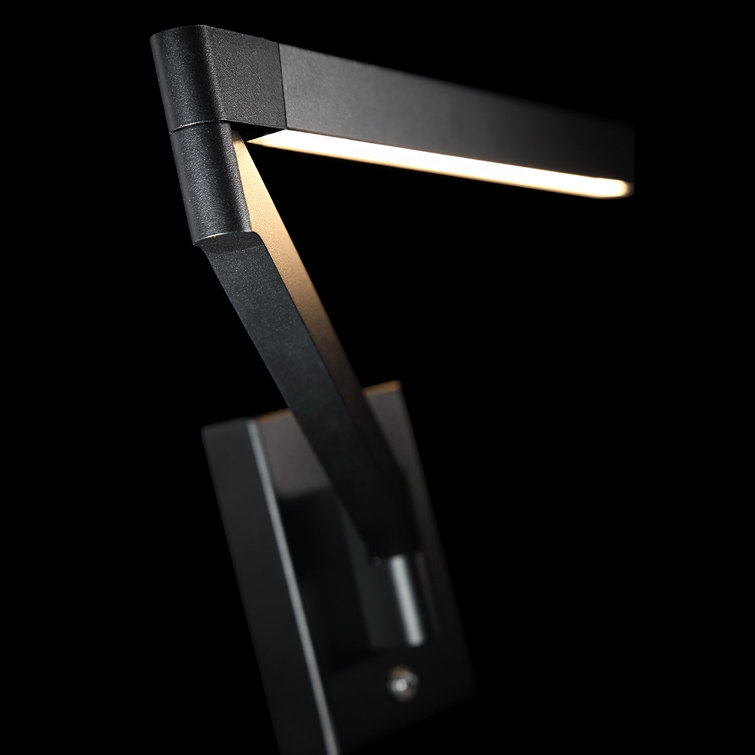 Joziah Black Aluminum LED Swing Arm Sconce with White Diffuser