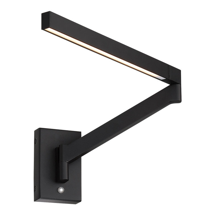 Joziah Black Aluminum LED Swing Arm Sconce with White Diffuser
