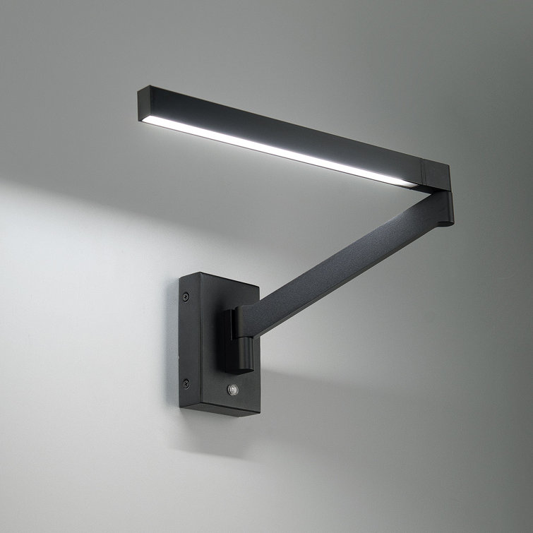 Joziah Black Aluminum LED Swing Arm Sconce with White Diffuser