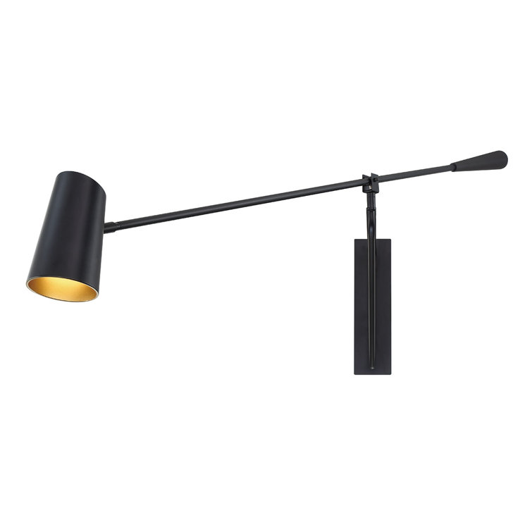 Black Steel Dimmable LED Swing Arm Sconce with Acrylic Diffuser