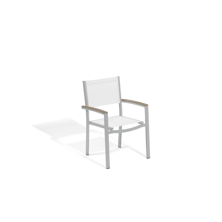 Flint and Black Aluminum Sling Patio Dining Chairs, Set of 2