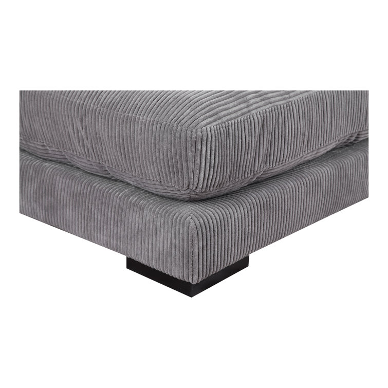 Gray Polyester Upholstered Ottoman with Solid Wood Frame