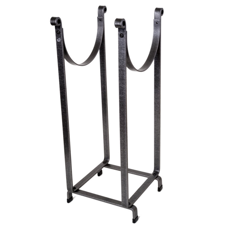 Handcrafted Hammered Steel Sling Fireplace Log Rack