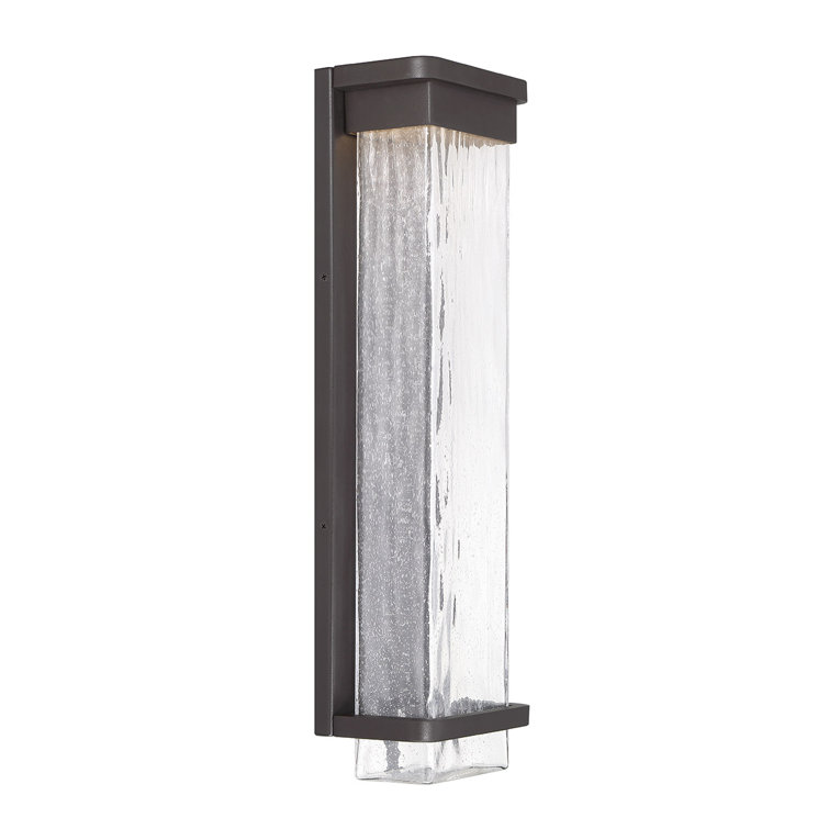 Bronze 16" LED Wall Light with Seeded Glass