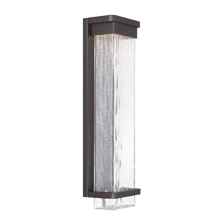 Bronze 16" LED Wall Light with Seeded Glass