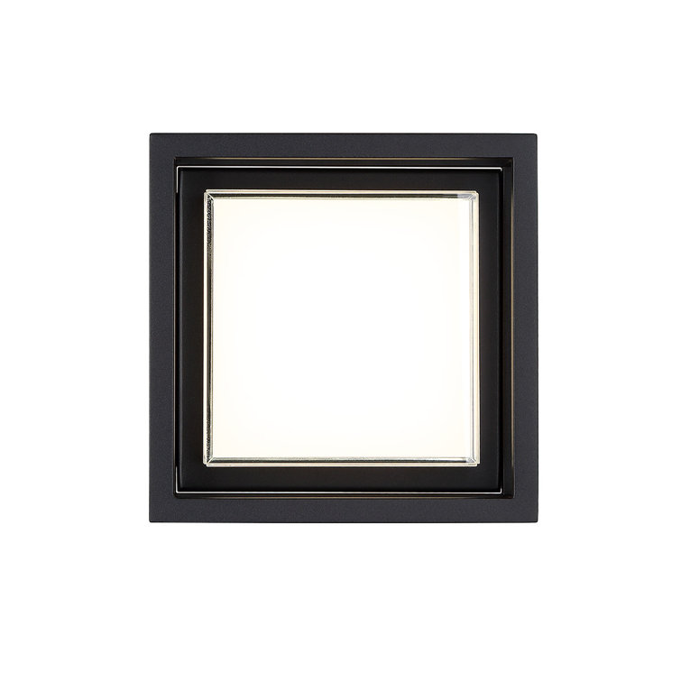 Black Modern Dimmable LED Wall Light with White Mitered Glass