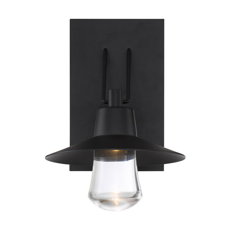Black Mouth Blown Glass Dimmable LED Outdoor Wall Lantern