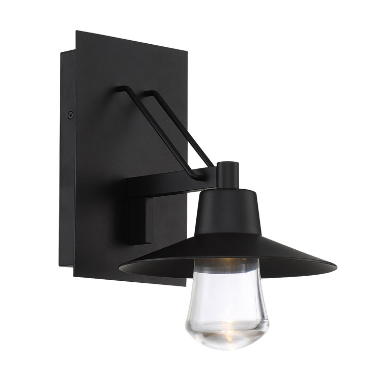 Black Mouth Blown Glass Dimmable LED Outdoor Wall Lantern